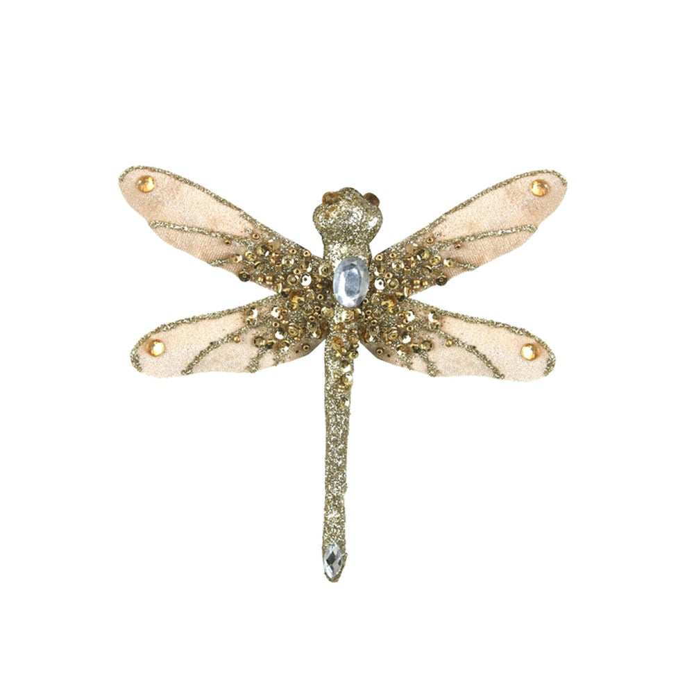 16X2X16CM CHAMPAGNE BEADED DRAGONFLY