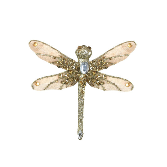 16X2X16CM CHAMPAGNE BEADED DRAGONFLY