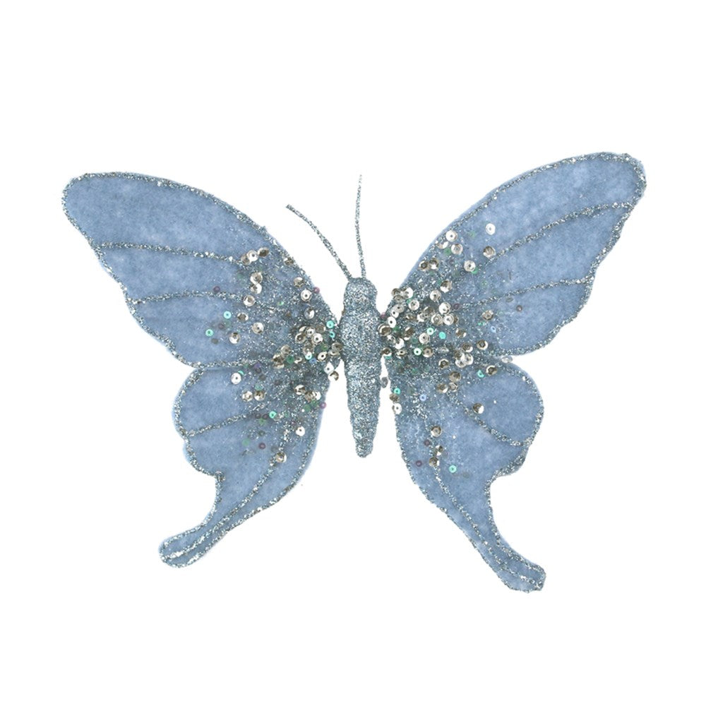 18X2X17CM CERULEAN BLUE BUTTERFLY W/BEADED DETAILS
