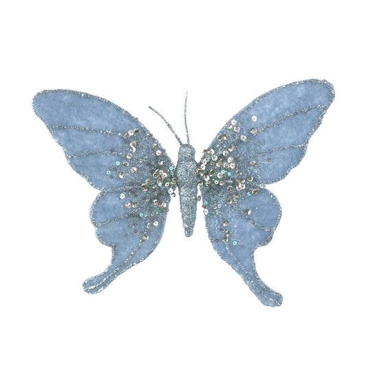 18X2X17CM CERULEAN BLUE BUTTERFLY W/BEADED DETAILS