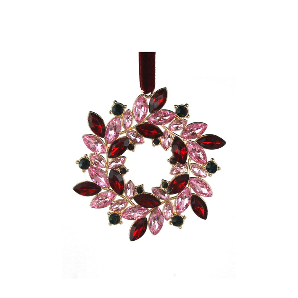 10CM BURGUNDY JEWELLED WREATH DECO