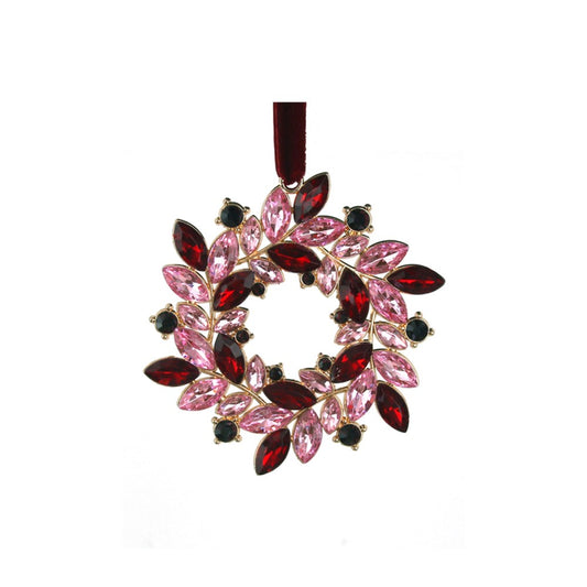 10CM BURGUNDY JEWELLED WREATH DECO