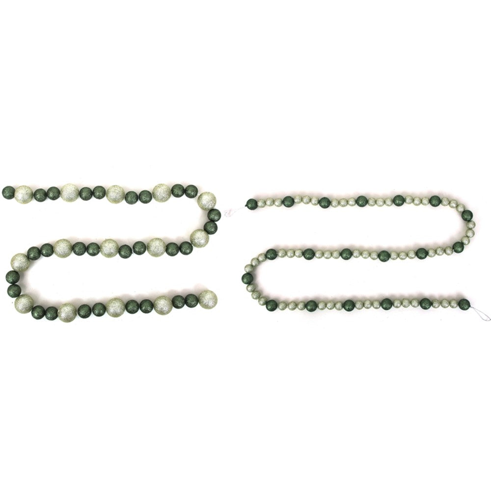 2A 140CM GLITTER BALL GARLAND SAGE & PLATINUM