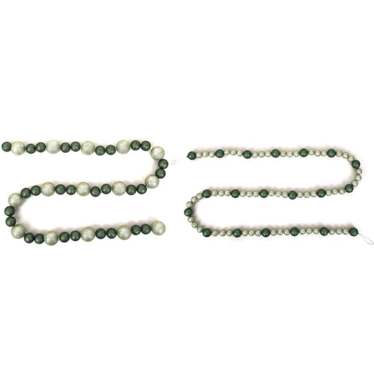 2A 140CM GLITTER BALL GARLAND SAGE & PLATINUM