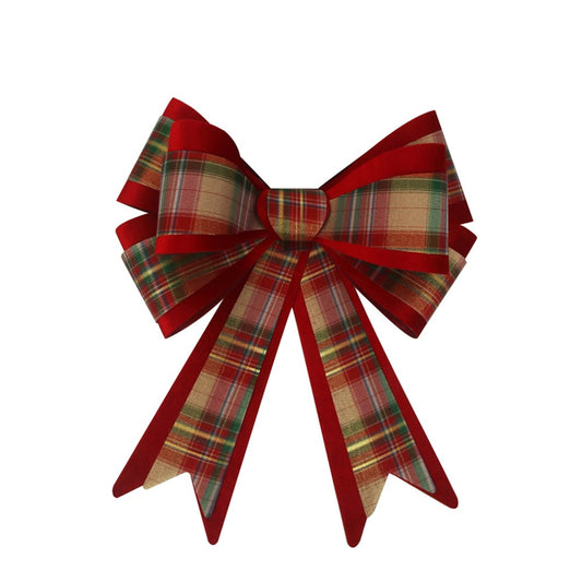 39X49CM DOUBLE LAYERED TARTAN & RED BOW