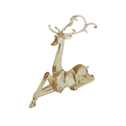 33CM CHAMPAGNE ACRYLIC SITTING REINDEER