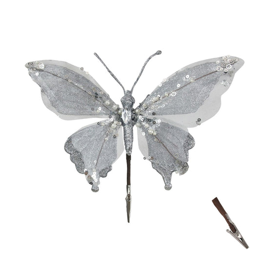 25X28CM SILVER BUTTERFLY W/CLIP