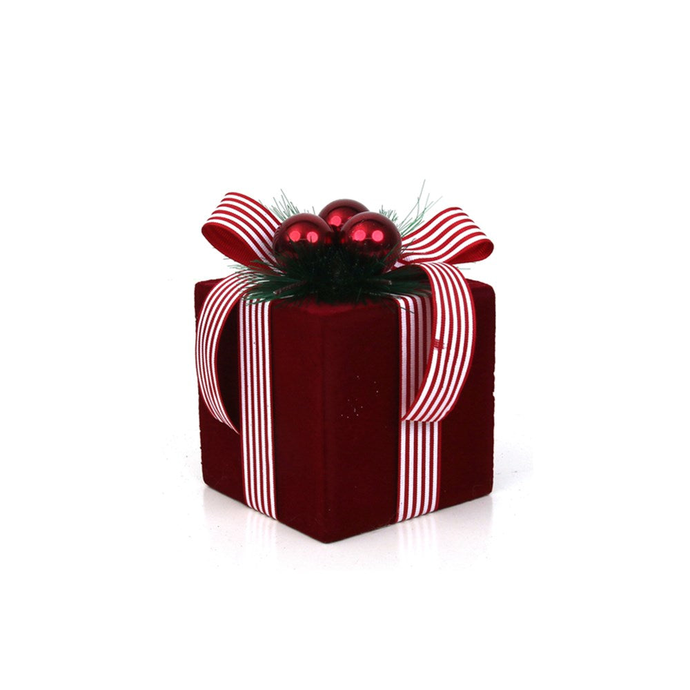12.5X16CM FLOCKED BURGUNDY & EMERALD BELLS