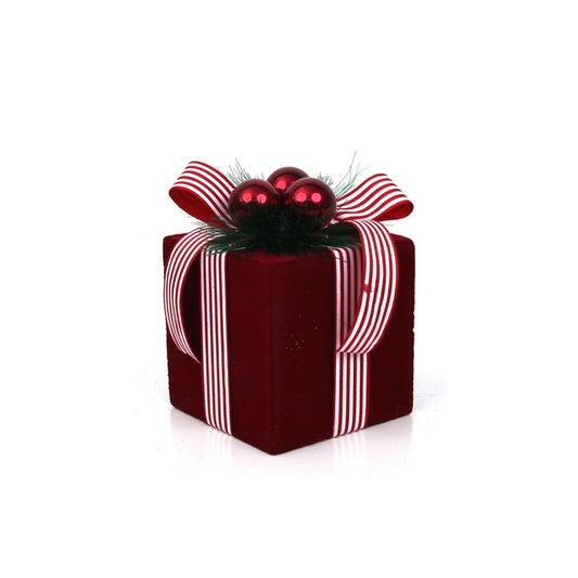 12.5X16CM FLOCKED BURGUNDY & EMERALD BELLS
