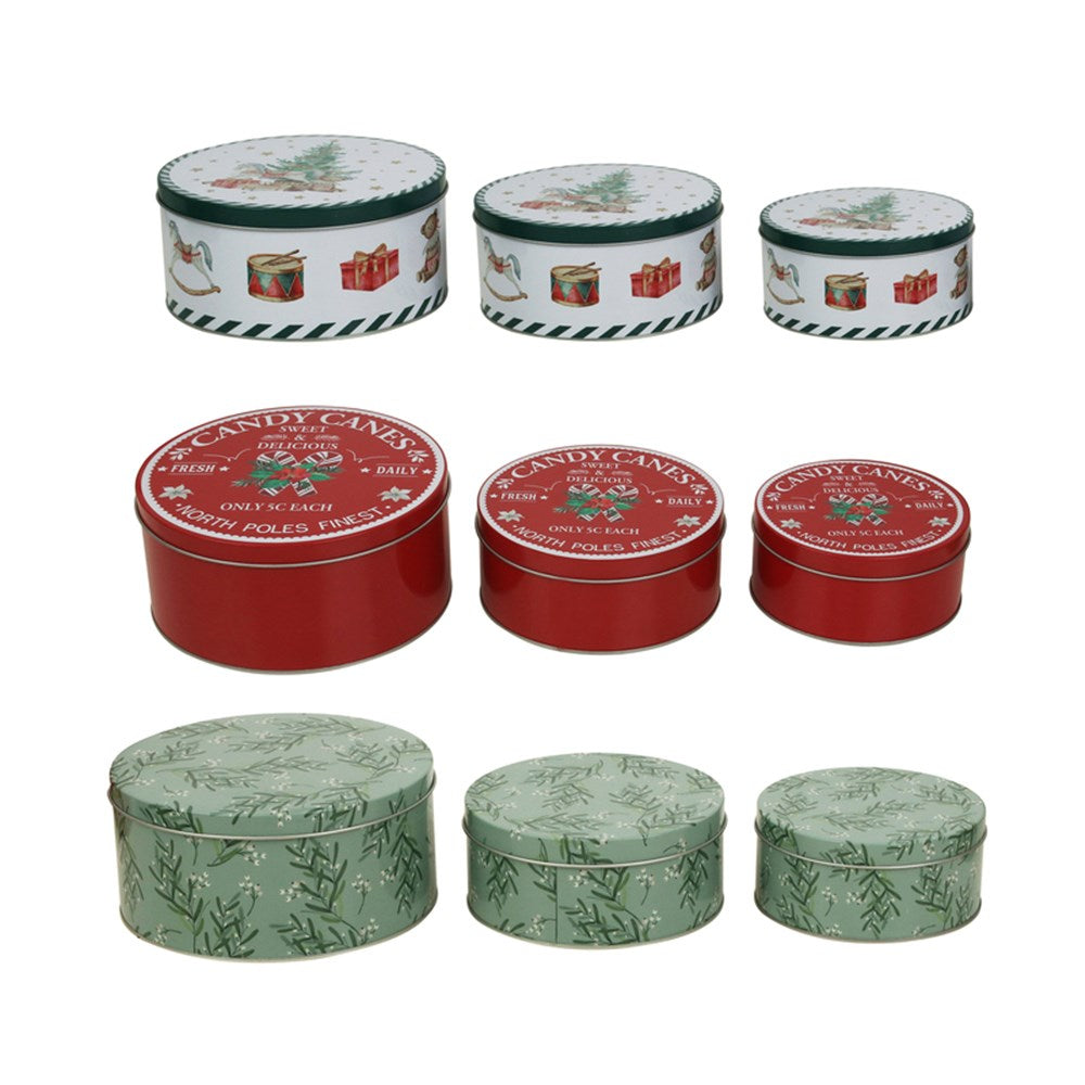 3A S/3 METAL CAKE TINS S:D13.5XH6.5CM M:D16XH7CM L:D20XH9CM