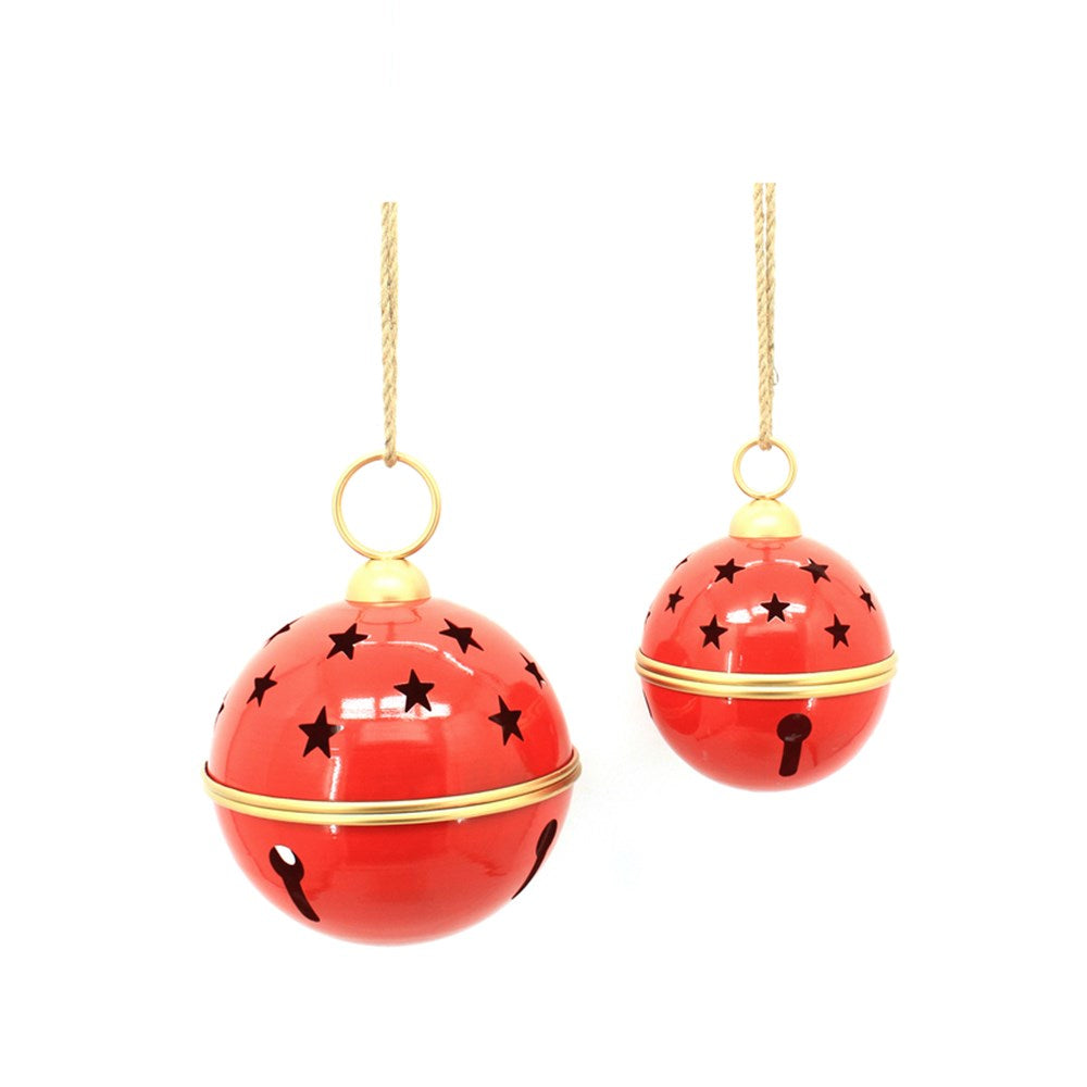 S2 25CM, 35CM RED METAL BELL W/GOLD DETAILS