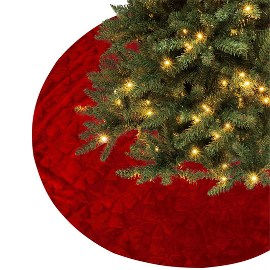120CM LUXE RED FAUX FUR TREE SKIRT