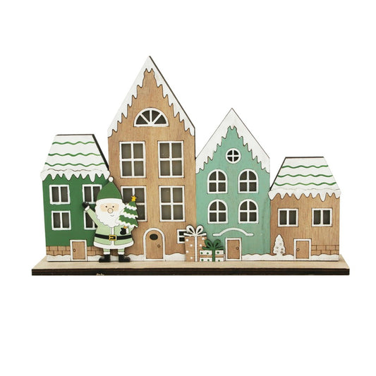 29.5X20.5CM LED NORDIC CHRISTMAS VILLAGE MDF-2XAA BATTERY