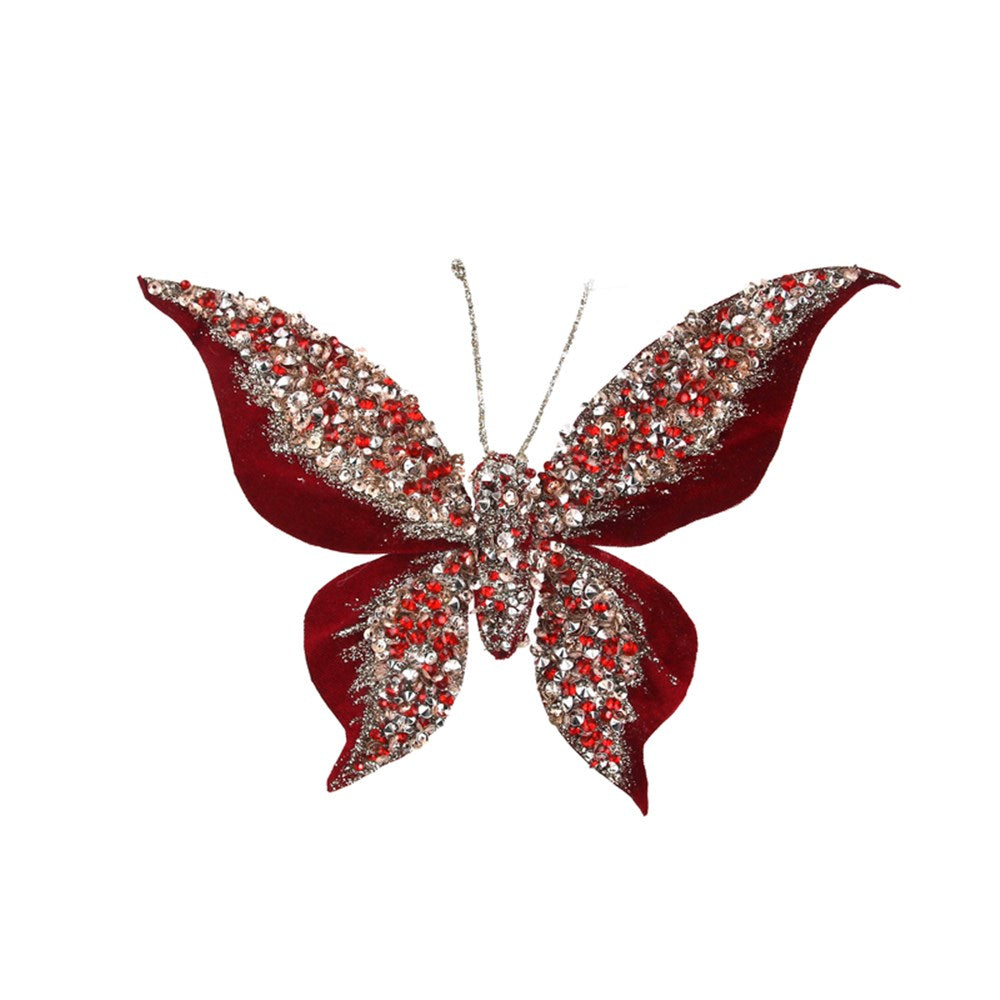 22CM BURGUNDY BUTTERFLY W/CLIP