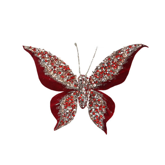 22CM BURGUNDY BUTTERFLY W/CLIP