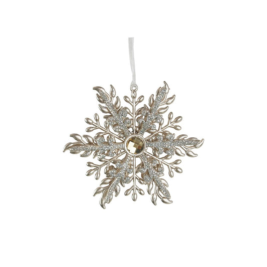 13CM PLATINUM SNOWFLAKE TREE DECO