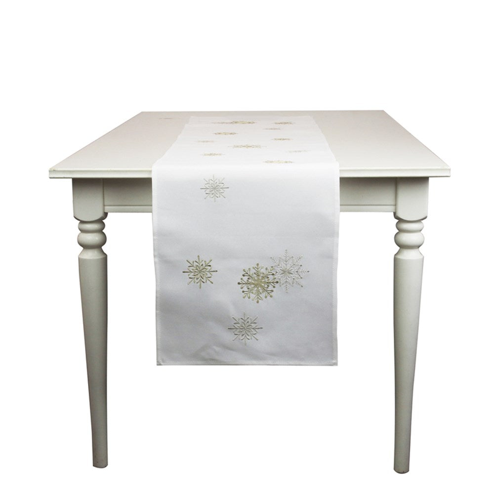 40X173CM SNOWFLAKE EMBROIDERED TABLE RUNNER