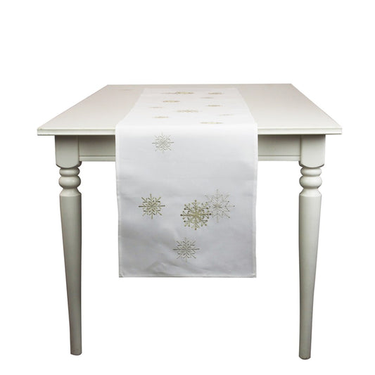 40X173CM SNOWFLAKE EMBROIDERED TABLE RUNNER