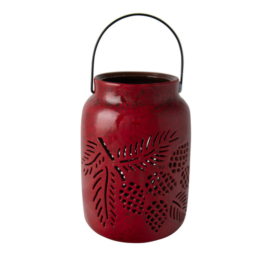CERAMIC LANTERN RED CONE LG  W:13.5 D:13.5 H:18.6cm