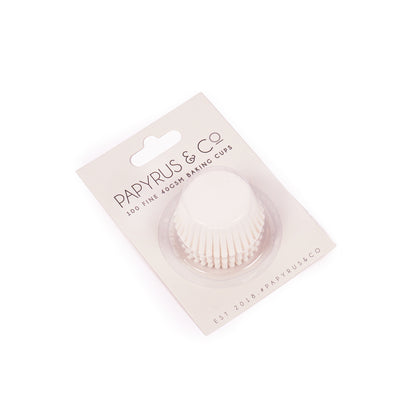 Medium WHITE Greaseproof Paper Baking Cups (100 pack) - 35mm Base