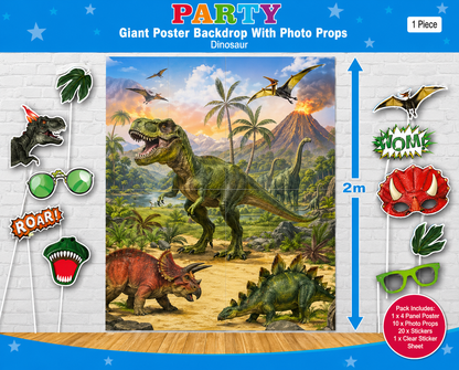 Dinosaur Party Backdrop with Photo Props – 2m