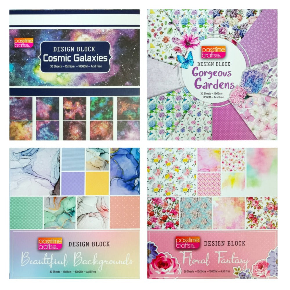 Pattern Paper Pad 15x15cm 30 Sheets - Cosmic/Flower