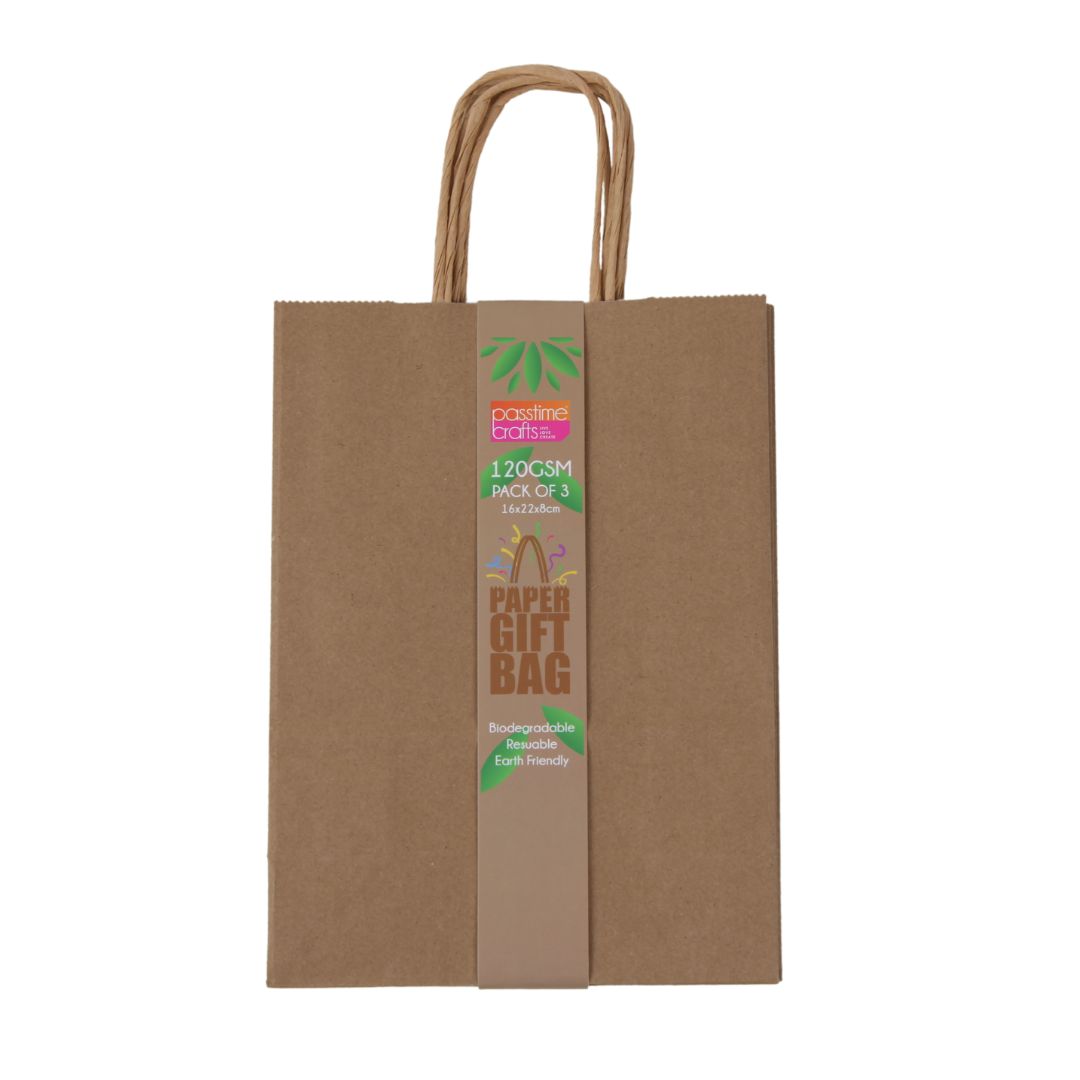 Kraft Brown Paper Bag 16.5x23cm - Pack of 3