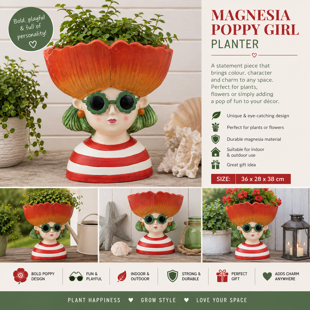 MAGNESIA POPPY GIRL PLANTER 36X28X38CM