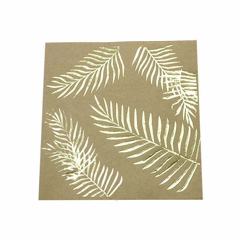 16pk Gold Palm Leaves Kraft Napkins