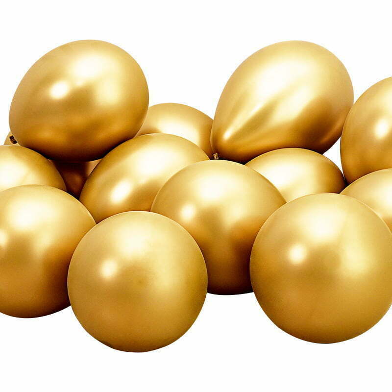 10 Chrome Balloons Gold