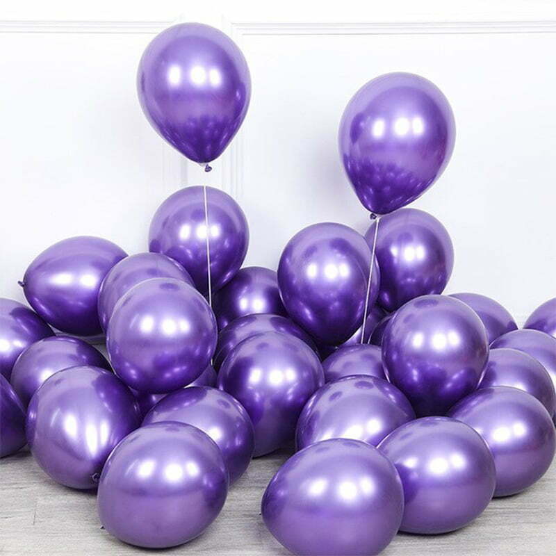50 Chrome Balloons Purple