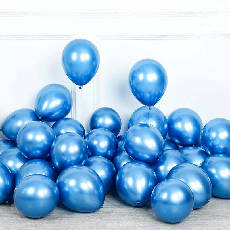 50 CHROME BALLOONS blue