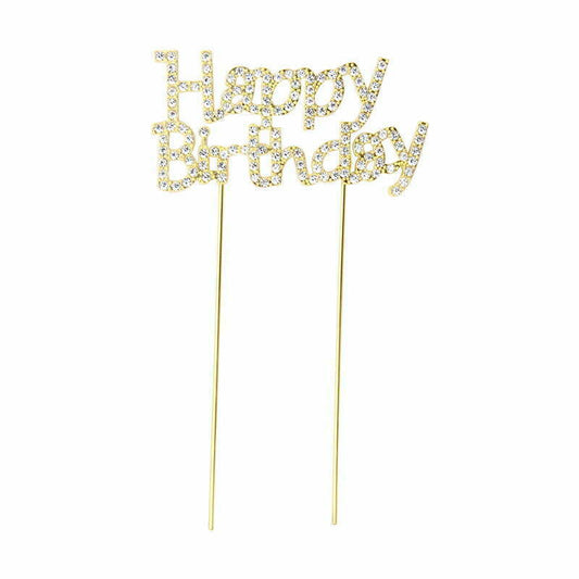 Happy Birthday  Gold Cake Topper