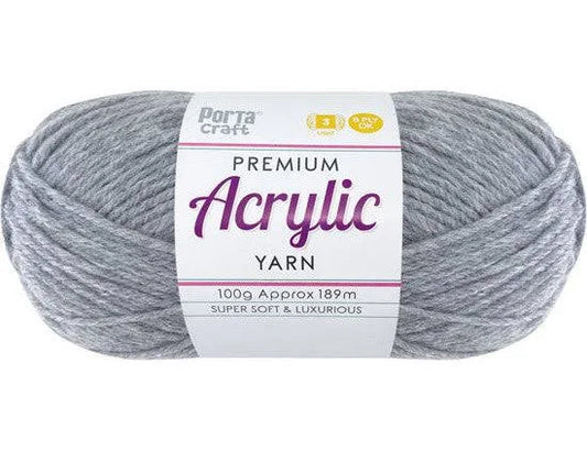 Acryl Yarn 100g 189m 8ply Solid 12 Silver Grey